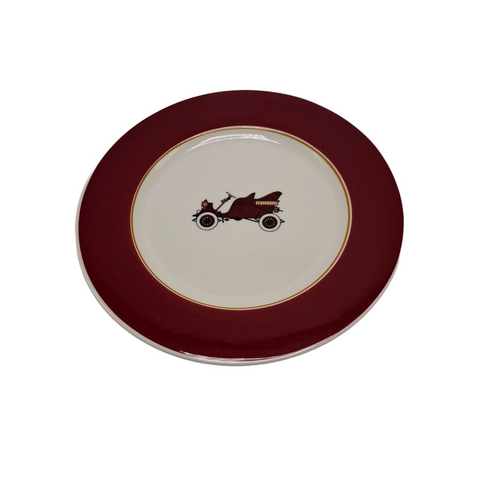 Syracuse China Vintage Car Red Rim Dinner Plate  10-1/2"